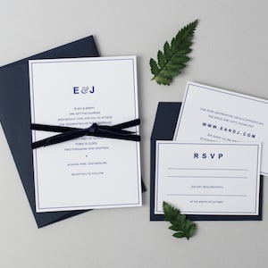 Letterpress Wedding Invitation Suite (Main Invite, RSVP and Small Insert) (SAMPLE) - Eliza Design