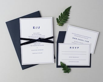 Letterpress Wedding Invitation Suite (Main Invite and Envelopes) (50 Pieces) - Eliza Design