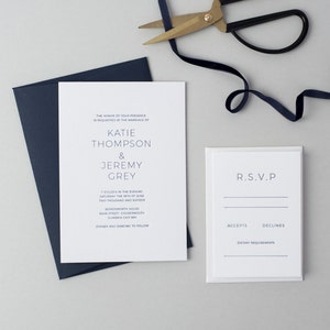 Letterpress Wedding Invitation Suite (Main Invite and Envelopes) (50 Pieces) - Thompson Design