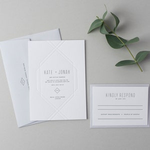 Letterpress Wedding Invitation Suite (Main Invite and RSVP) (SAMPLE) - Jonah Design
