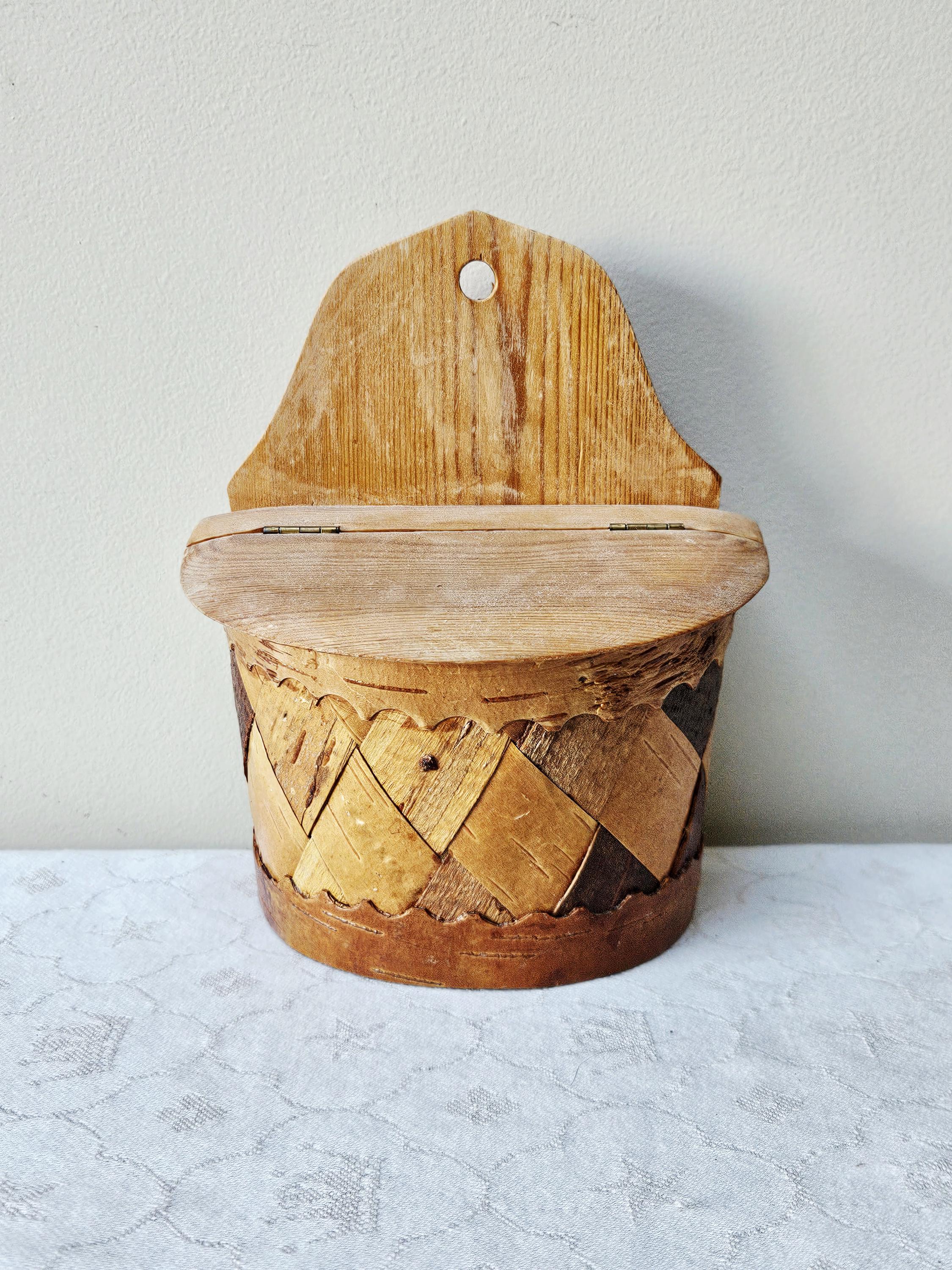 Scatola Del Sale In Legno Vintage Con Coperchio E Cucchiaio – Contenitore Per Spezie E Condimenti Da Cucina – Capacità 150ml, Fatto A Mano In Legno Naturale