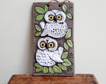Bromma Keramik owl wall plaque