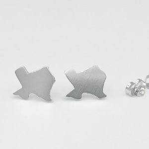 Mini Solid Sterling Silver Texas Earring Studs