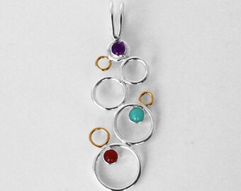 Rings with Stones in 18k Gold, Sterling Silver, Amethyst, Ammonite, and Carnelian