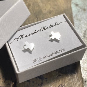 Mini Solid Sterling Silver Texas Earring Studs