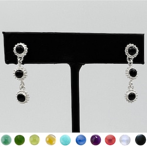 Solid Sterling Silver Dangle Earrings with Gemstones