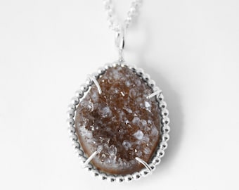 Reversible Druzy Pendant with Sterling Silver Bezel