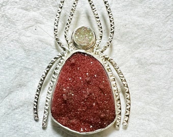 Spider Druzy Pendant in Sterling Silver with Optional Chain