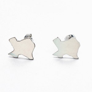 Solid Sterling Silver Texas Earring Studs, Handmade