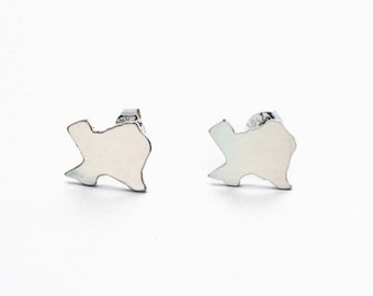 Solid Sterling Silver Texas Earring Studs, Handmade