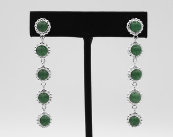 Long Aventurine Dangle Earring with Sterling Silver