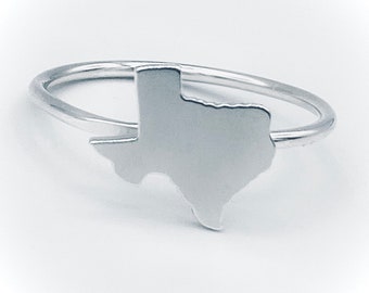 Solid Sterling Silver Texas State Ring, Handmade