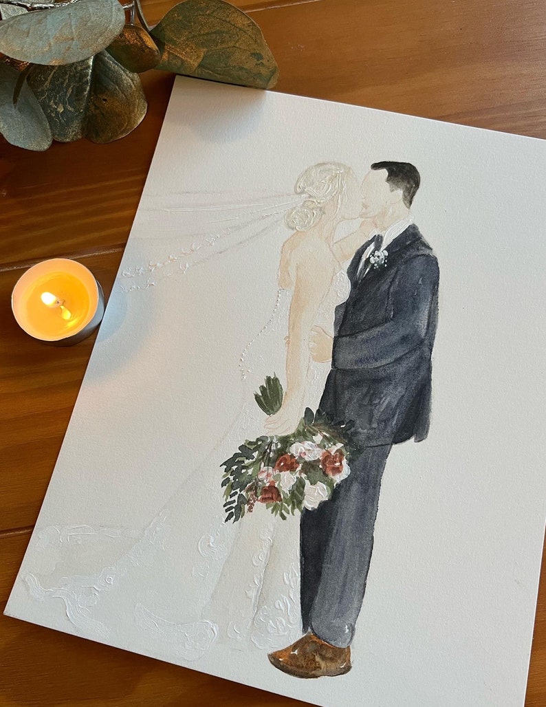 Custom watercolor wedding painting, watercolor wedding painting, custom wedding painting, wedding painting, wedding painting from photo image 5