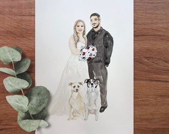 FACIAL FEATURES: Custom watercolor wedding painting, watercolor wedding painting, custom wedding painting, wedding painting, Bride and groom