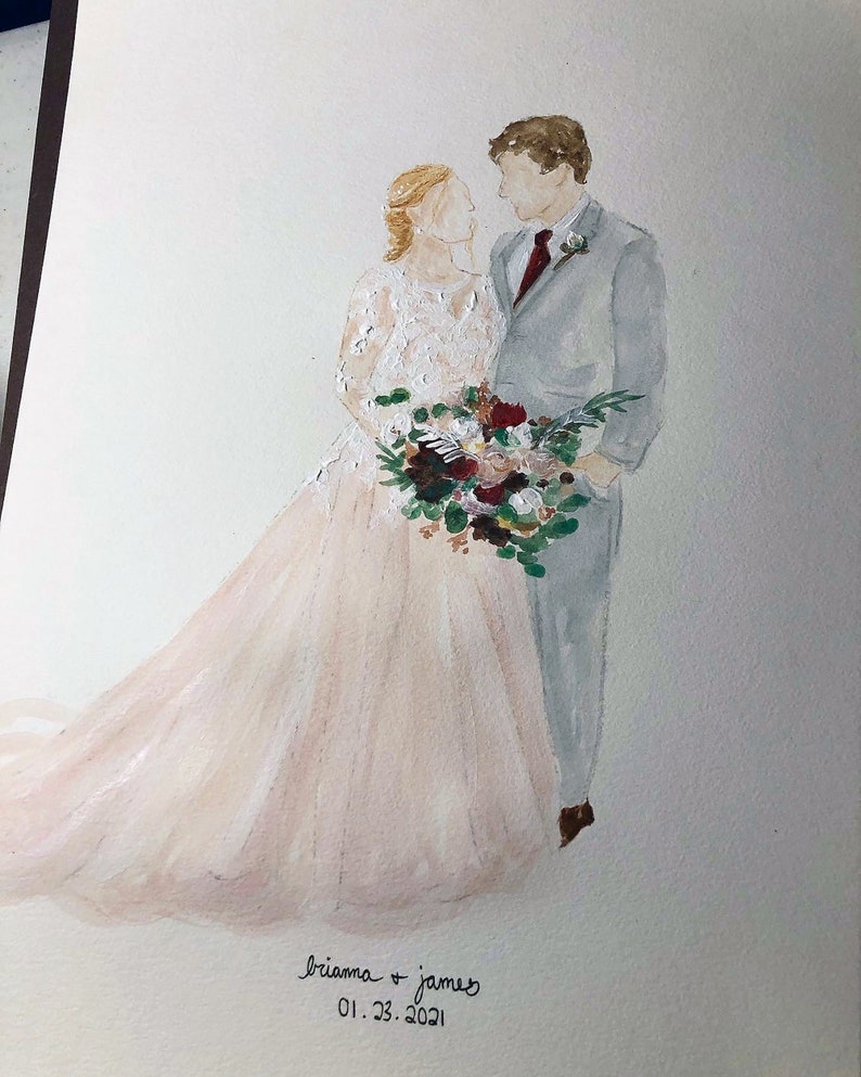 Custom watercolor wedding painting, watercolor wedding painting, custom wedding painting, wedding painting, wedding painting from photo image 6