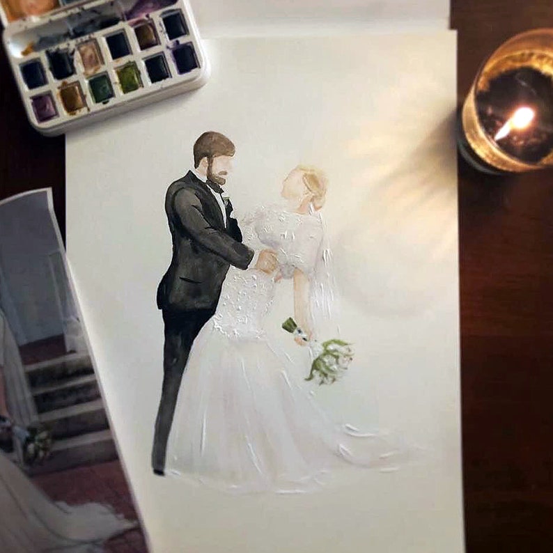 Custom watercolor wedding painting, watercolor wedding painting, custom wedding painting, wedding painting, wedding painting from photo image 1