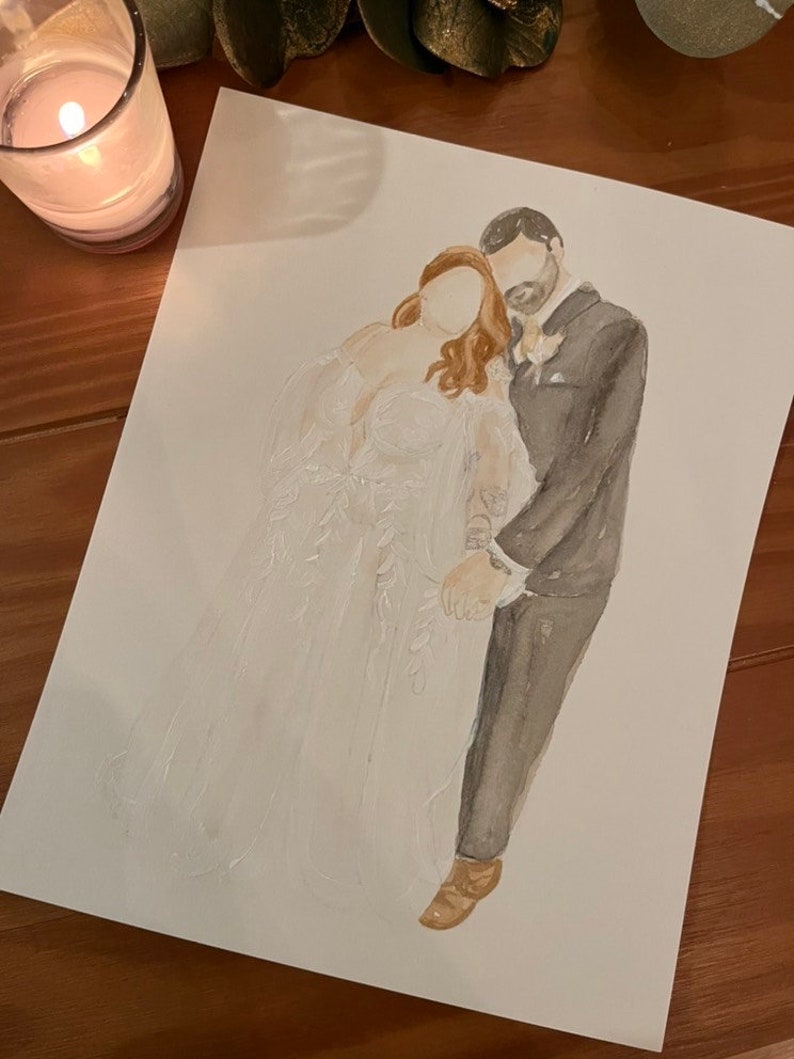 Custom watercolor wedding painting, watercolor wedding painting, custom wedding painting, wedding painting, wedding painting from photo image 9