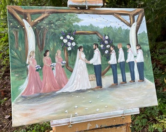 Wedding Painting, Custom Wedding Painting, Reception Painting, First Look Painting, Wedding acrylic painting, Wedding Scene, Tie the Knot,