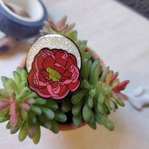 Moonlight Flower Enamel Pin - PEONY