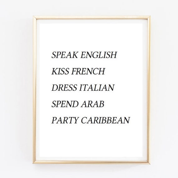 Speak English Quote Typographic Print Quote Art Print Wall Etsy