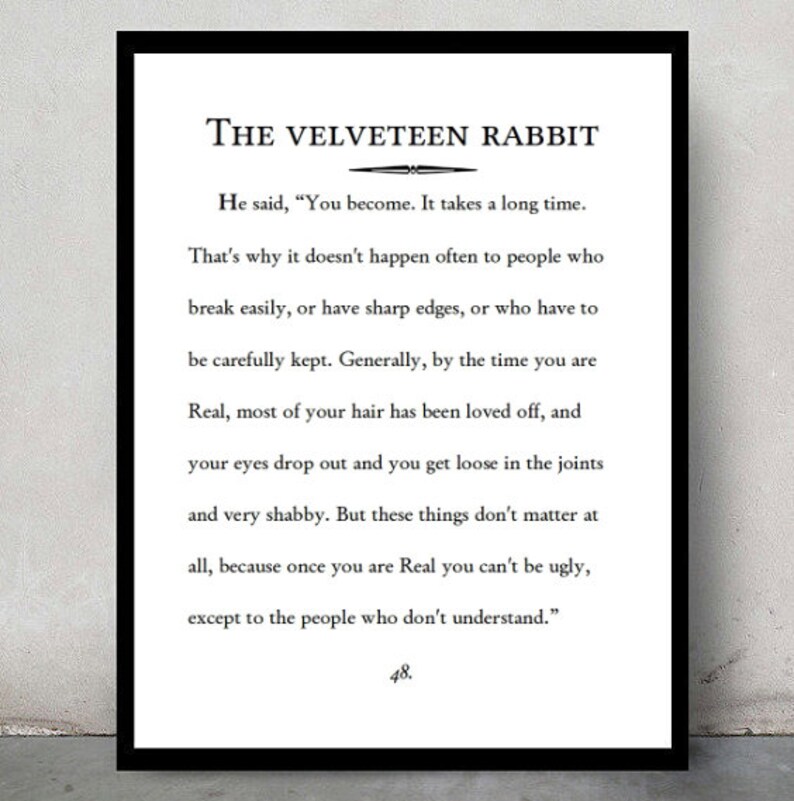 printable 85x11 velveteen rabbit quote inspirational etsy