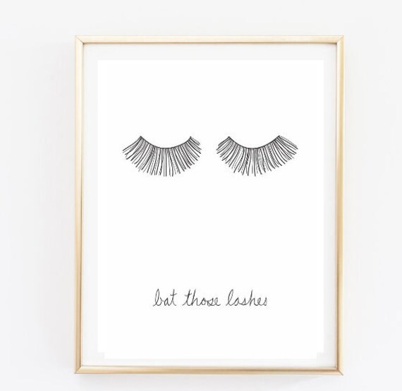 Bat Those Lashes Makeup Print Typographic Print Quote Art Print Wall Decor Bedroom Decor Teen Room Print Framed Quote Tumblr Room Decor