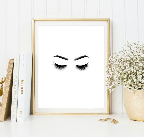 Makeup Art Eyes Cute Love Typographic Print Drawing Art Gift Home Framed Quotes Bedroom Poster Tumblr Room Decor Pinterest Lashes Chanel