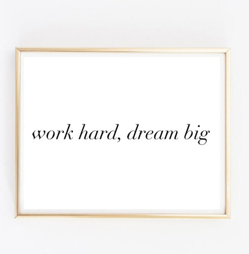 Work hard tumblr office quote typographic Print word quote art Etsy