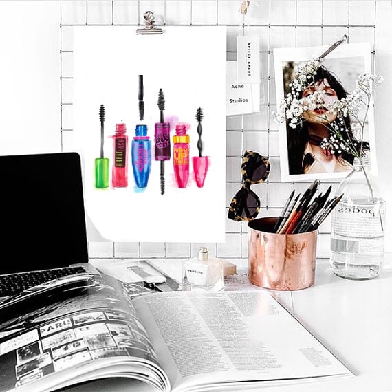 Makeup Painting Mascara Art Cute Typographic Print Drawing Art Gift Decor Heart Frame Quotes Bedroom Poster Tumblr Room Decor Fashion