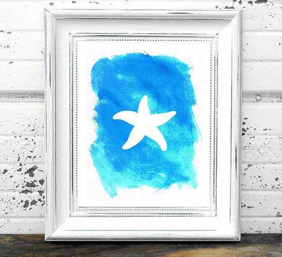 Aquarell Seestern Malerei Strand Kindergarten Druck Etsy
