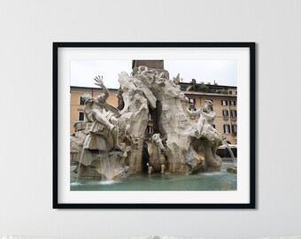 Rome Photography, Water Fountain Photography,  Italy Fountain Print, Italian Wall Art,  European City Art, Travel Print, Piazza Navona