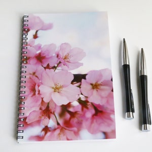 Cherry Blossom Notebook, Gift for Her, Spiral Notebook, Journal Notebook, Lined Notebook, Cherry Blossom Gift ,Sakura gift, Pink Notebook