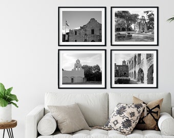 San Antonio Texas Photography Print Set Black and White Prints Texas Gift Texas Missions Wall Decor Travel Photography The Alamo
