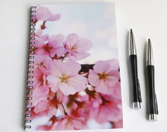 Cherry Blossom Notebook, Gift for Her, Spiral Notebook, Journal Notebook, Lined Notebook, Cherry Blossom Gift ,Sakura gift, Pink Notebook