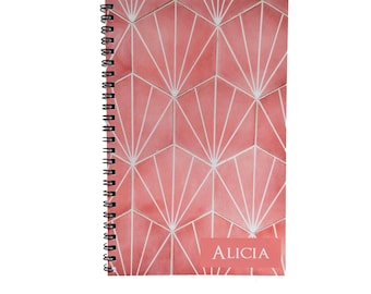 Personalized Journal for Women Geometric Notebook Lined Writing Journal Birthday Gift Custom Name Journal Spiral Notebook Custom Diary