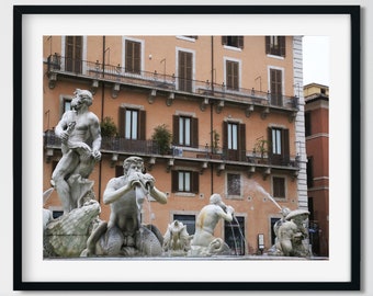 Rome Photography, Water Fountain Photography,  Italy Fountain Print, Italian Wall Art,  European City Art, Travel Print, Piazza Navona