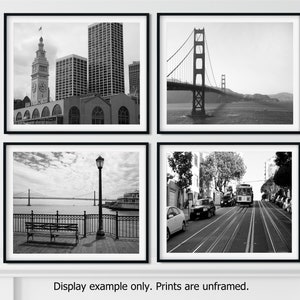 San Francisco Print Set, California Wall Art, Black and White Photography, Set of 4 Prints, California Photography Print, Canvas Wall Art