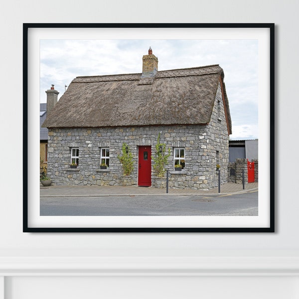 Ireland Photography Print, Ireland Wall Art, Stone Cottage Home Decor, Thatched House Art, Europe Wall Art, Travel Gift, Ireland Gift,  5x7