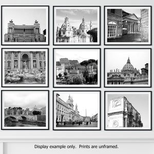 Rome Italy Wall Art Prints, Black and White Photography, Gallery Wall Set, 5x7 8x10 11x14 Art Prints, Travel Decor, Set of 9 Prints