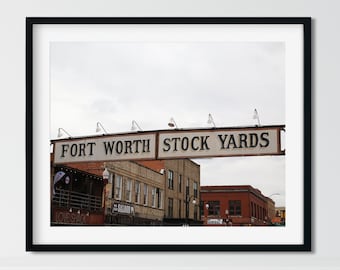 Texas Photography, Fort Worth Stockyards, City Art, Texas Wall Decor, Travel Photography, DFW Photo Print, Texas City Wall Art
