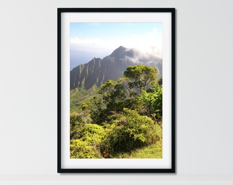 Hawaii Art, Mountain Photography, Hawaiian Print, Kauai Mountain Photography Print, Tropical Decor, Hawaii Landscape, Spa Decor