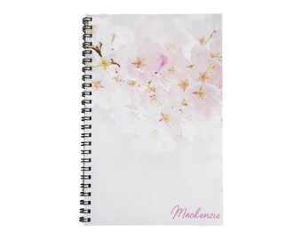 Cherry Blossom Notebook, March Birth Flower Gift, Writing Journal for Women, Personalized Journal, Personalized Gift,