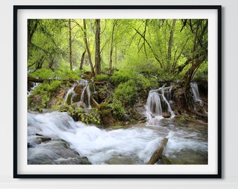 Landscape Photography, Waterfall Print, Green Wall Art, Waterfall Photo, Waterfall Art, Landscape Photo, Bathroom Prints, Living Room Art