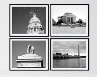 Washington DC Wall Art, Black and White Photography Set, Set of 4 prints, Washington DC Wall Art,  Photo Collection, Washington Wall Art