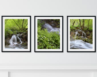 Waterfall Photography Set,  Set of 3 prints,  8x10 Wall Art Set of 3, Nature Art, Waterfall Wall Decor, Vertical wall art  Photo Collection