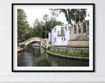 San Antonio Riverwalk, Texas Photography, City Art, Texas Wall Decor, Travel Photography, Black and White Print,