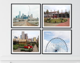 Dallas Print Set, Set of 4 Texas Landscape Photography Prints, Texas Wall Art, Dallas Gifts, Texas Cities