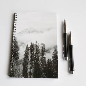 Spiral Notebook, Lined Notebook, Black and White notebook, Writing Journal, Blank Paper Journal, Nature Gift. Winter Notebook, Outdoor Gift