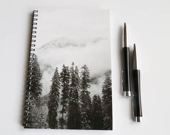 Spiral Notebook, Lined Notebook, Black and White notebook, Writing Journal, Blank Paper Journal, Nature Gift. Winter Notebook, Outdoor Gift