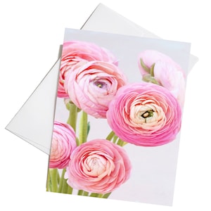 Pink Flowers Note Cards, Notecard Set with Envelopes, Set of 8 Notecards, Blank Cards, Floral Note Cards, Pretty Folded Stationery